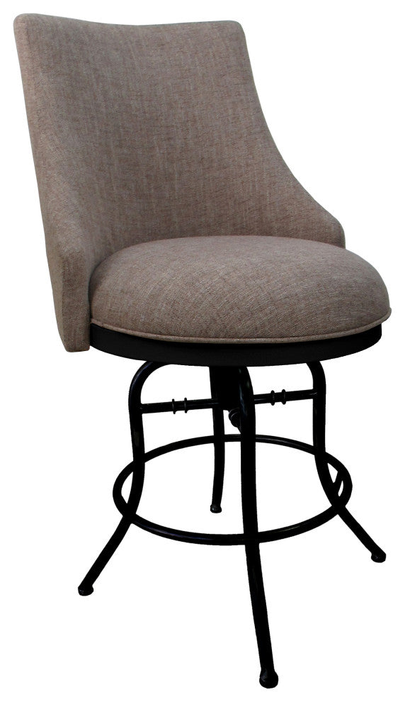Melisima Swivel Tilt Counter 26" or 30" Metal Bar Stool, Basin Beige - Black, 26"