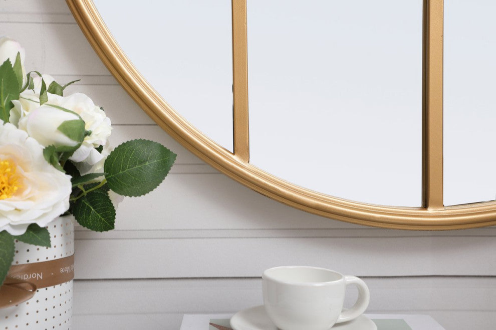 Macey Metal Windowpane Mirror, 28"x28", Brass