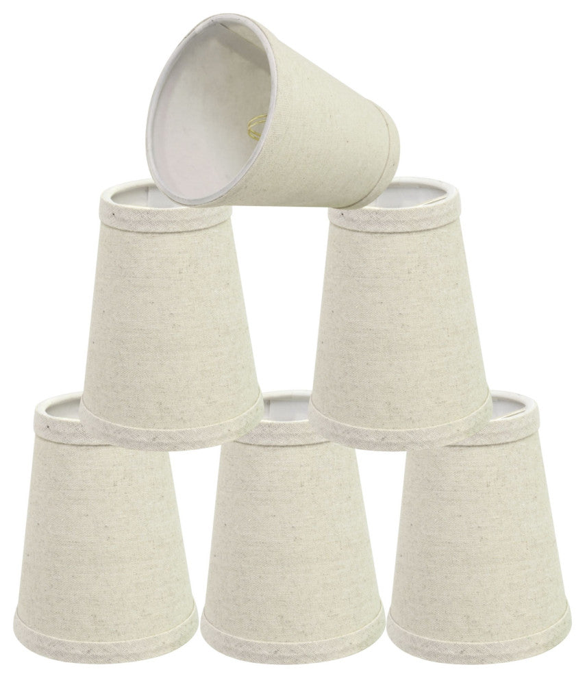 32653-6 Small Hardback Empire Chandelier Clip On Lamp Shade Oatmeal 2 1/2"x4"x5"
