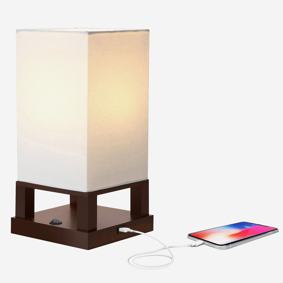Brightech Maxwell Table, Nightstand, Desk & Table Lamp, Havanah Brown