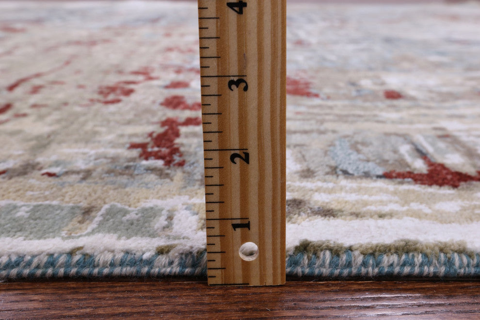 8' 1" X 10' 3" Wool and Silk Abstract Hand Knotted Rug Q9422