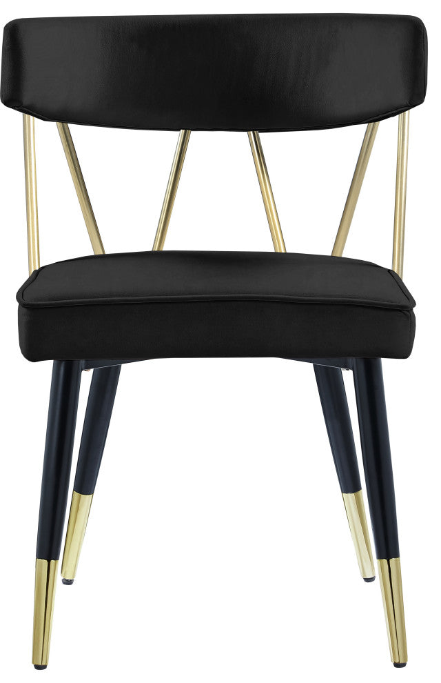 Rheingold Upholstered Dining Chair, Black, Velvet