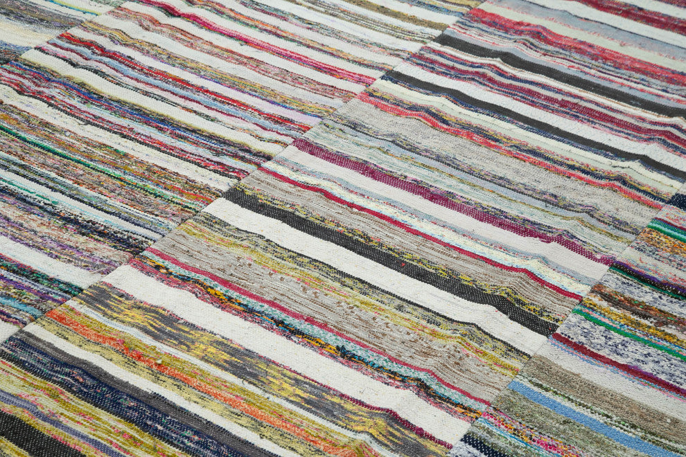 Rug N Carpet - Handmade Oriental 8' 7'' x 12' 2'' Unique Patchwork Kilim Rug