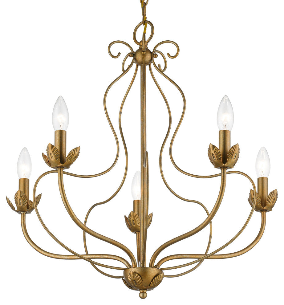 Livex Lighting 5 Light Antique Gold Leaf Chandelier