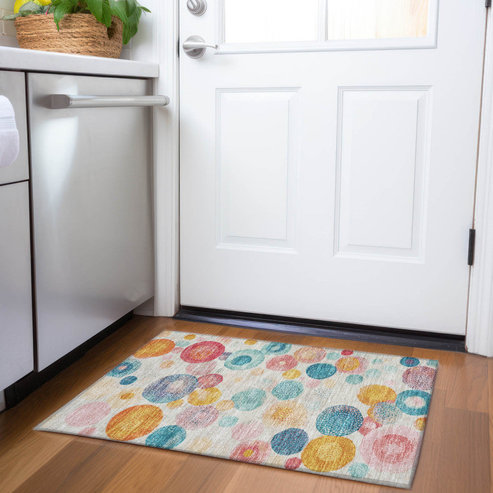 Machine Washable Indoor/Outdoor Chantille ACN1896 Beige 1'8" x 2'6" Rug