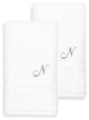 Denzi Hand Towels With Monogrammed Letter, Set of 2, N