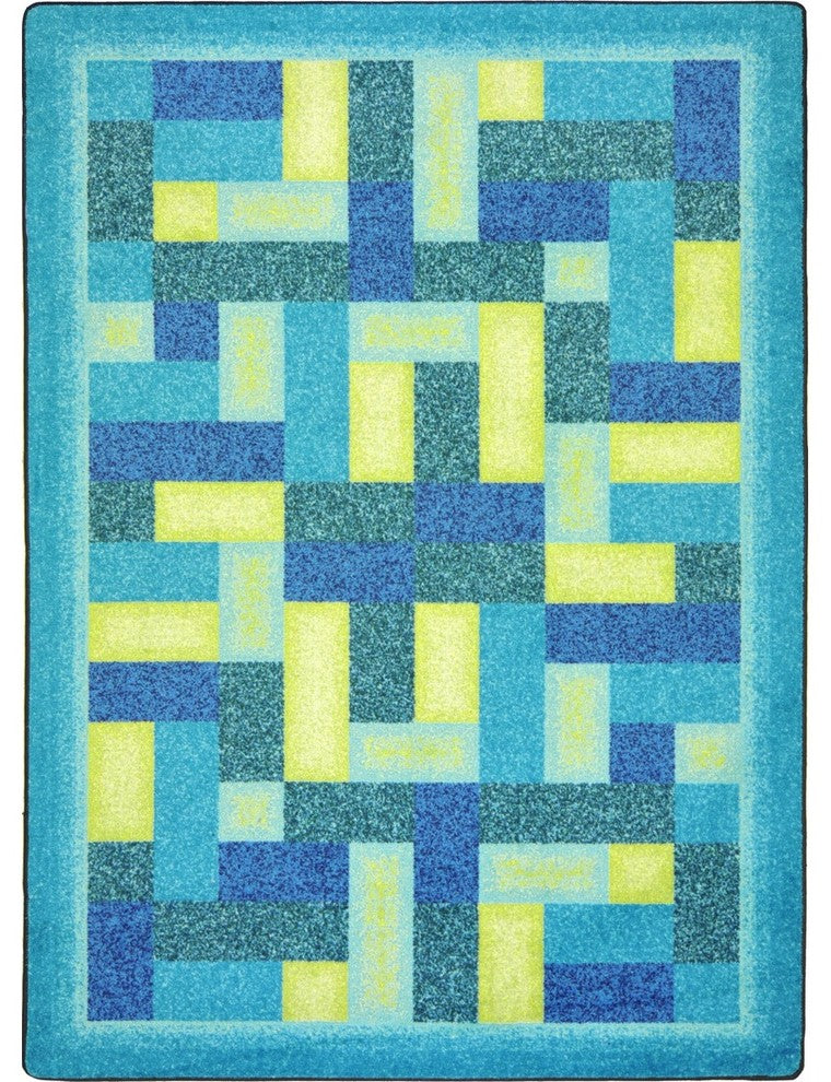 Kid Essentials Rug, Off Beat, Teal, 3'10"x5'4"