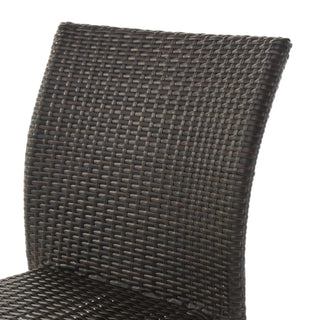 GDF Studio Dorside Outdoor Wicker Armless Stack Chairs With Aluminum Frame, Multi-Brown, Set of 4