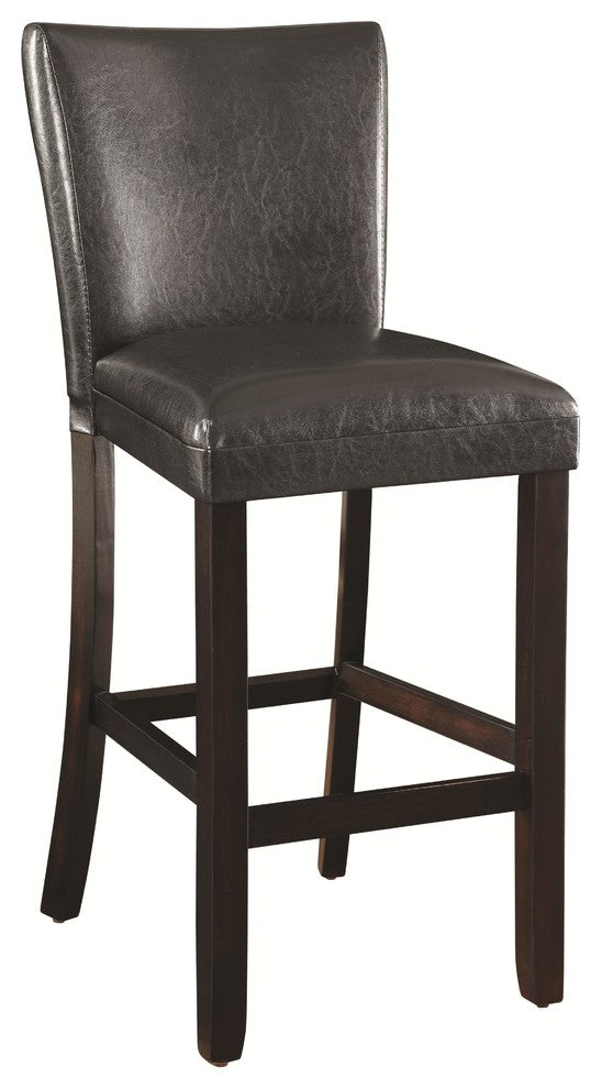 Black Parsons Bar Stools With Cappucino Legs, Set of 2