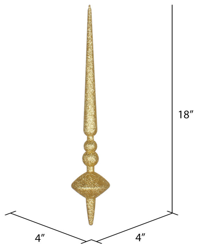 Vickerman M183408G 18" Gold Glitter Cupola Finial Ornament, Pack of 2