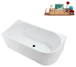 59" Streamline N4020BL Soaking Freestanding Tub and Tray With Internal Drain