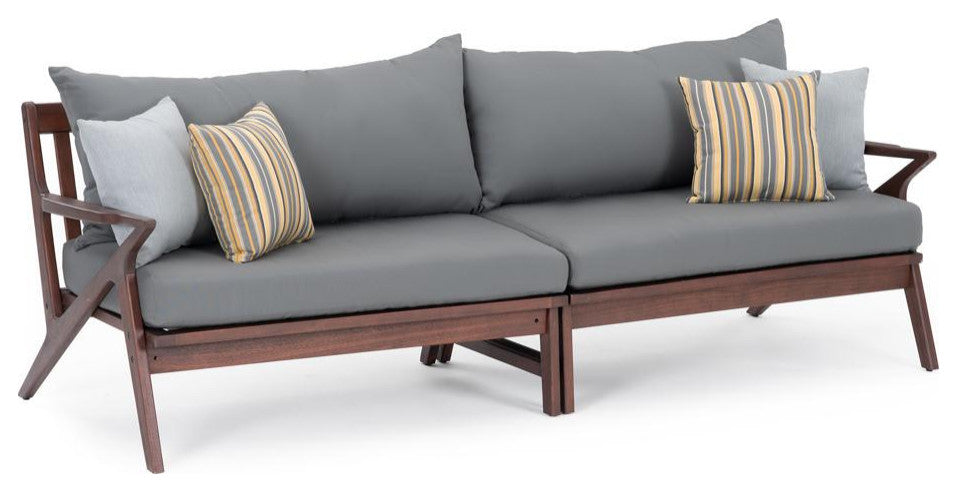 Vaughn 7 Piece Sunbrella Outdoor Patio Sofa and Club Chair Set, Charcoal Gray