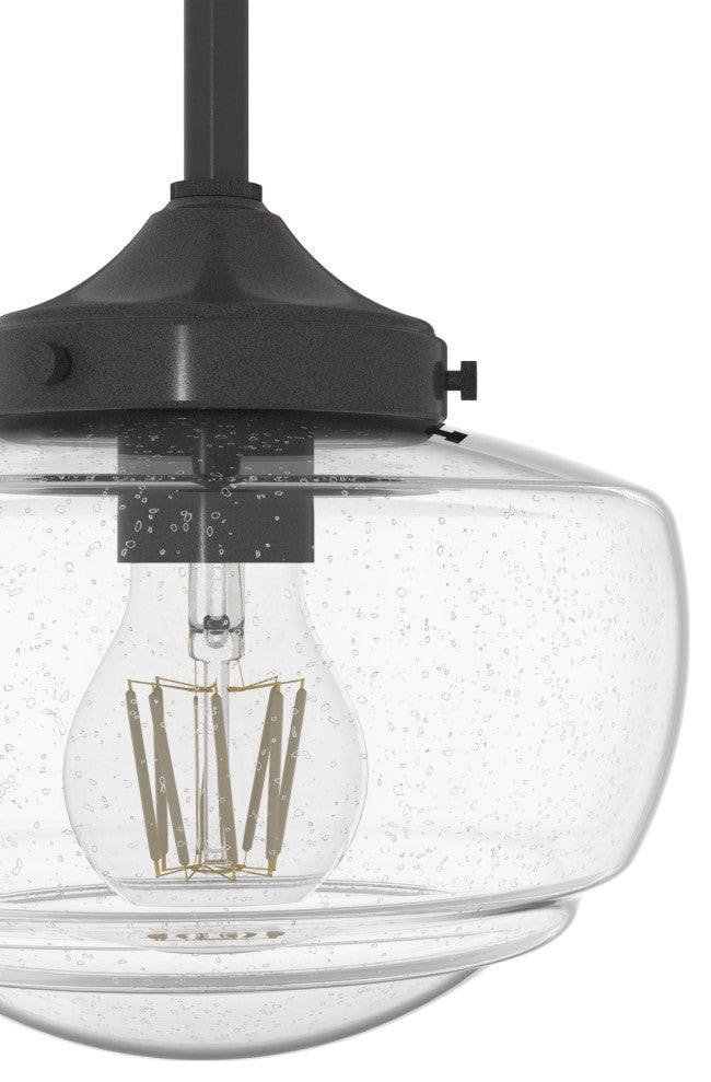 Saddle Creek Noble Bronze, Clear Seeded Glass 1 Light Mini Pendant Light