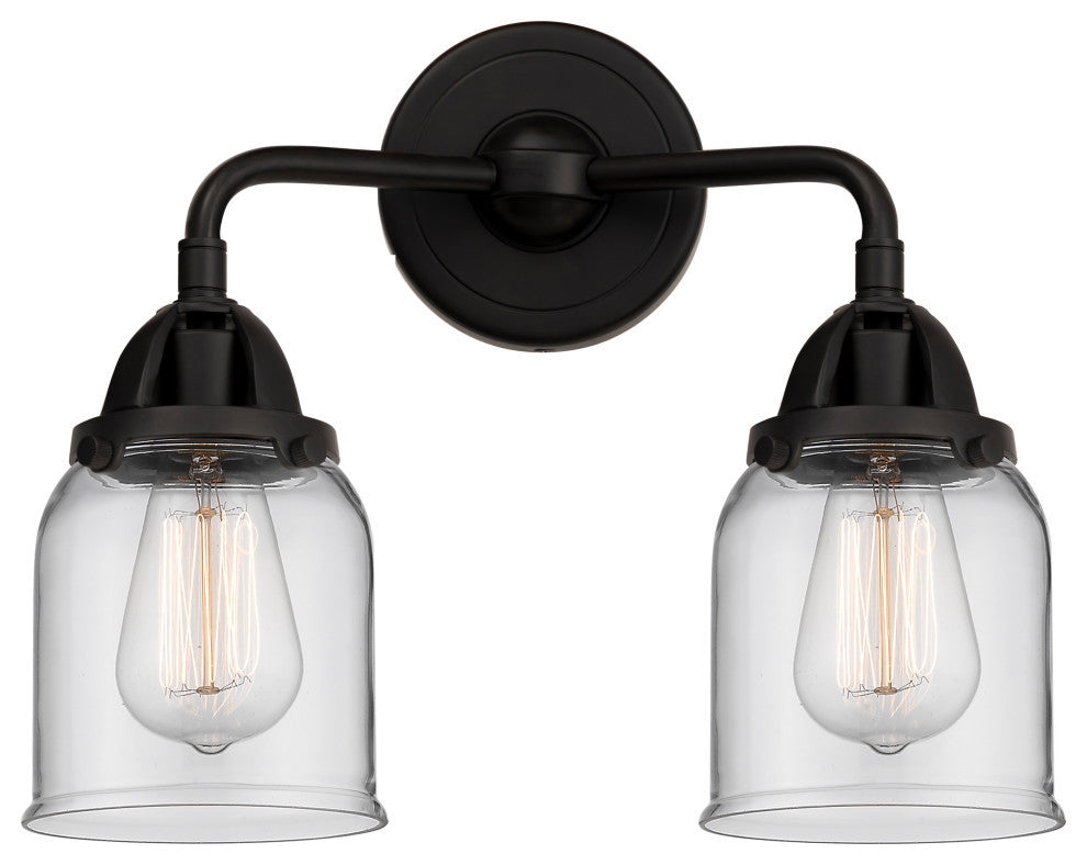 Small Bell Bath Vanity Light, Matte Black, Clear, Clear