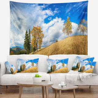 Mountain Autumn Panorama Landscape Wall Tapestry, 39"x32"