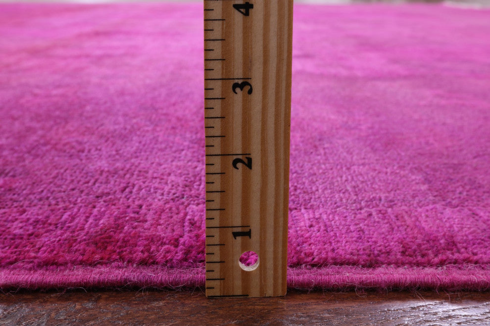 9' 1" X 11' 7" Overdyed Full Pile Handmade Wool Rug - Q12857