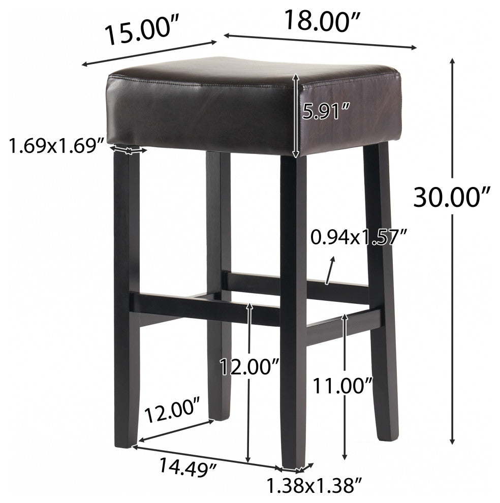 GDF Studio Duff Backless Brown Leather Bar Stools, Set of 2