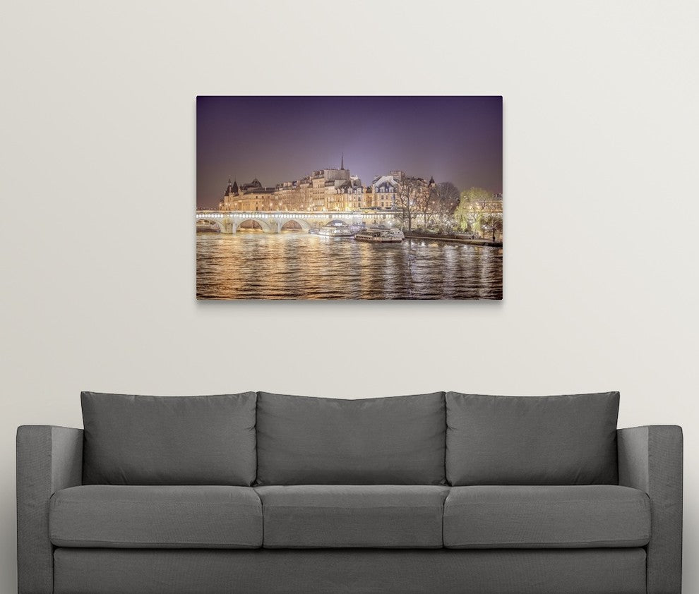 "Paris en France, la Seine" Wrapped Canvas Art Print, 48"x32"x1.5"