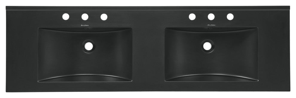 60" Vanity Top Bathroom Sink, Matte Black With 3 Holes