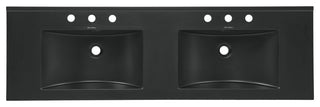 60" Vanity Top Bathroom Sink, Matte Black With 3 Holes
