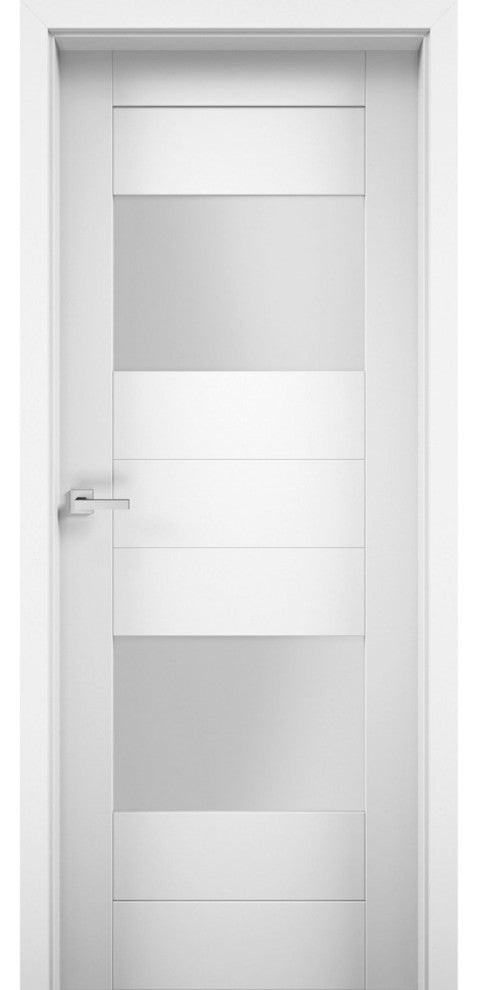 Interior French Double Doors Opaque Glass 2 Lites / Sete 6222 White Silk /72x84