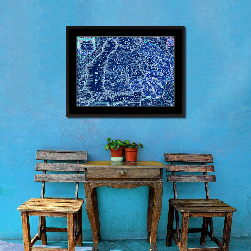 Finland Centuries Vintage Vivid Color Map Canvas, 16"x21"