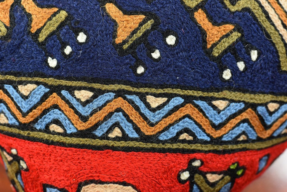 Tribal Pillow Cover Scorpion Kilim Southwestern Red Navy Toss Cushion Wool 18x18
