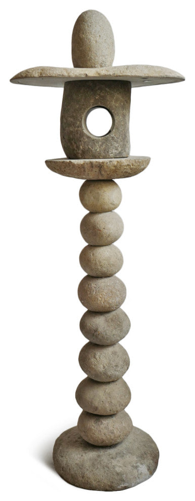 Outdoor Stacked Rock Light House Post 1