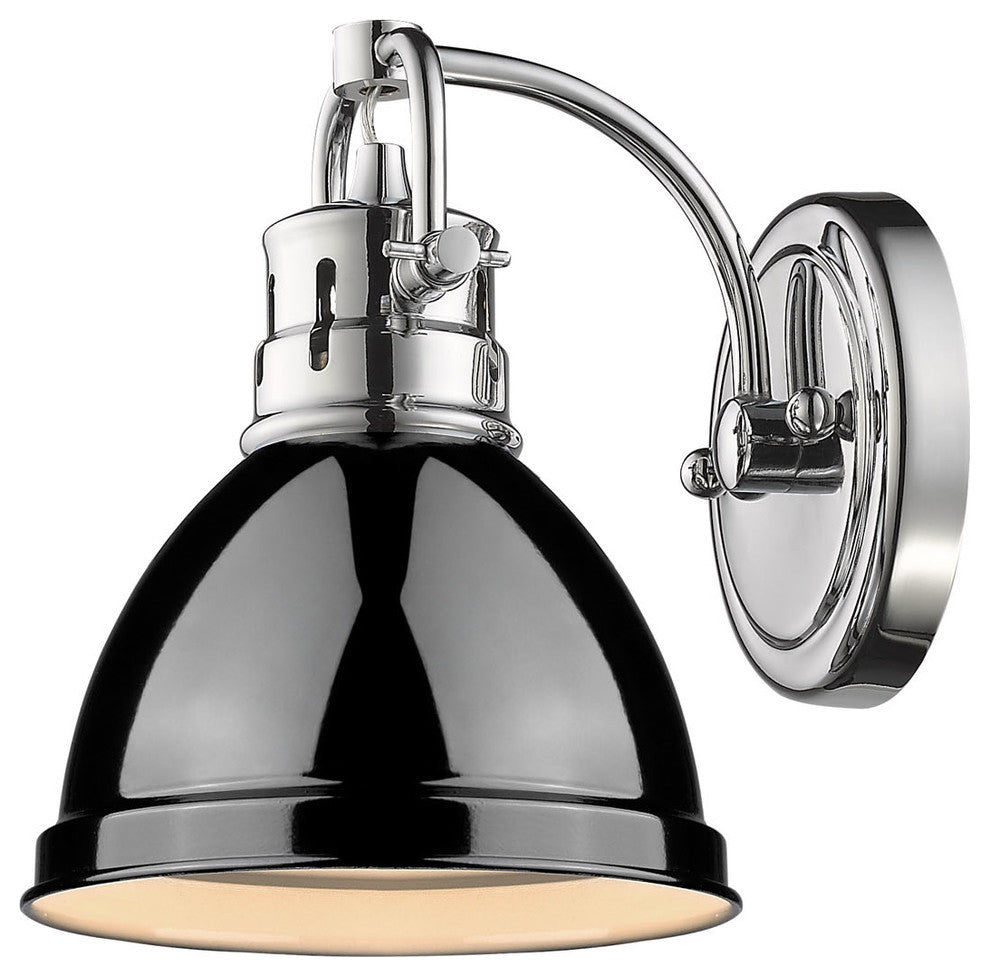Duncan 1-Light Vanity Fixture, Chrome, Chrome/Black