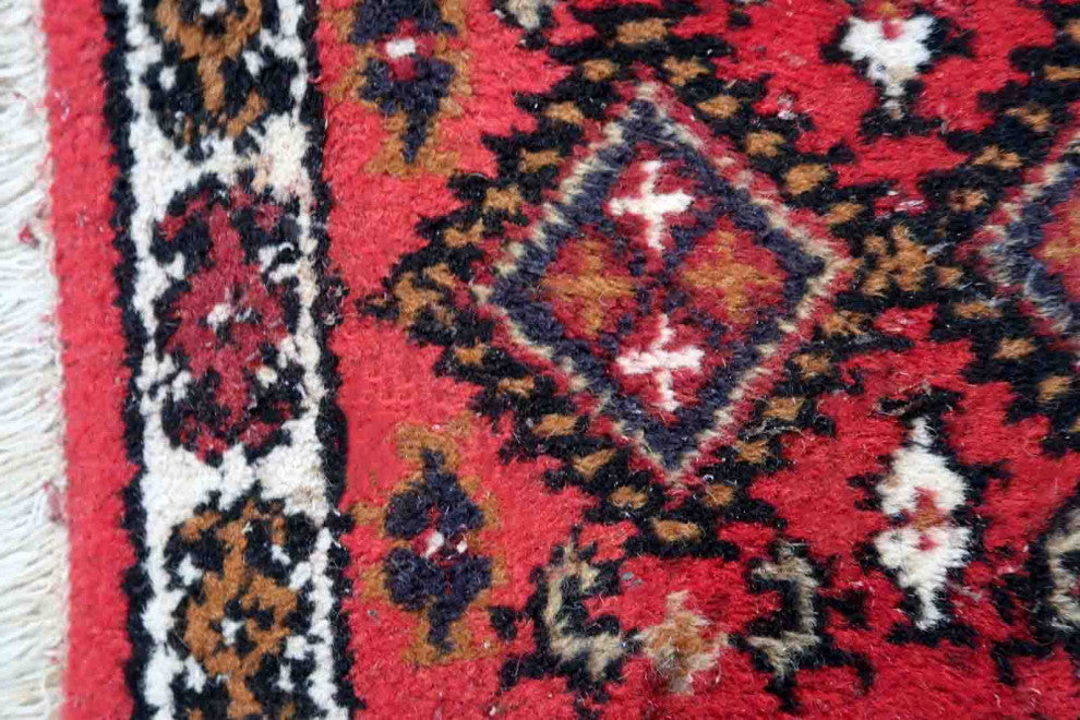 Handmade Vintage Persian Hamadan Mat 1.3'x1.8', 40cmx56cm 1970s