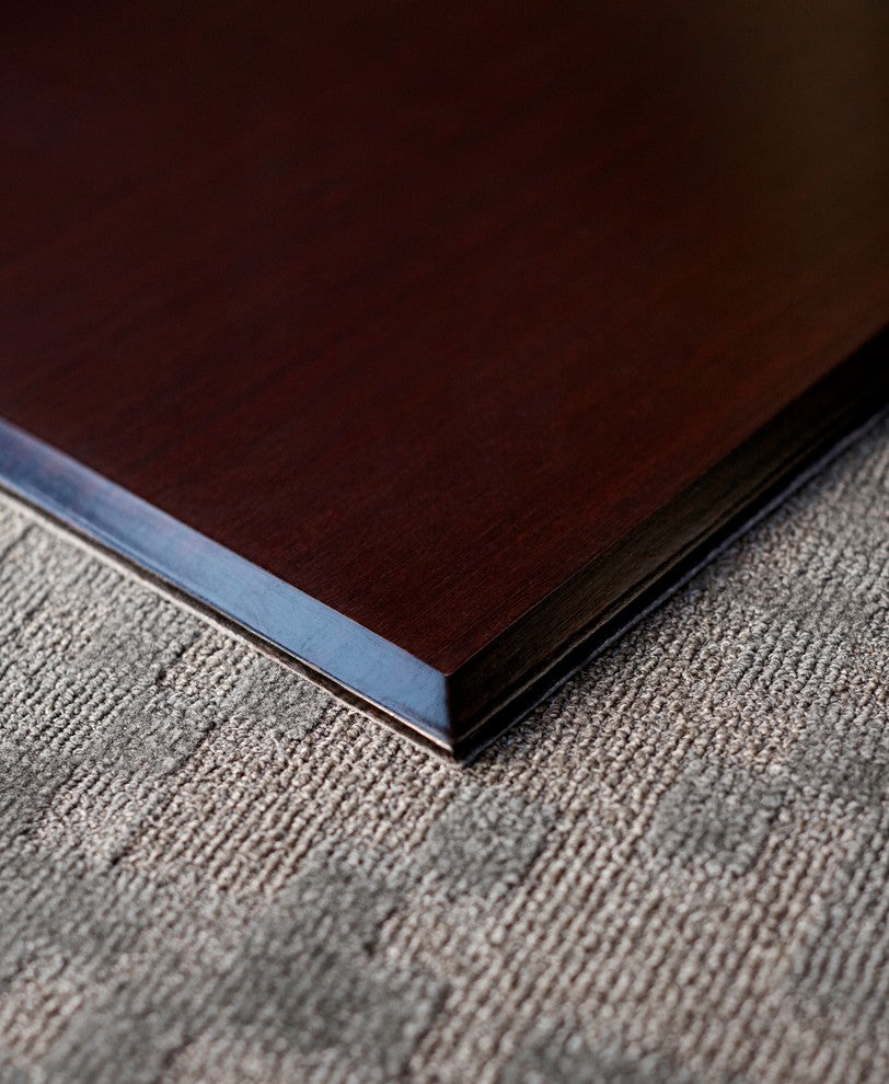 Rustin Bamboo Tri-Fold Chair Mat, Dark Cherry, No Lip, 60"x47"