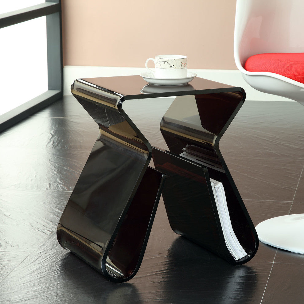 Modern Contemporary Living Room Clear End Table Black