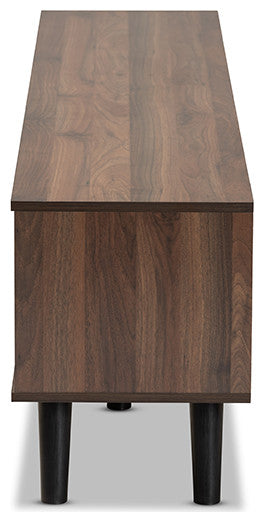 Coreen Scandinavian Modern Gray and Walnut Brown TV Stand