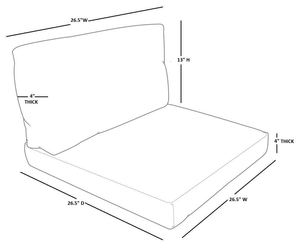 Covers for Chair Cushions 4" Thick, Navy