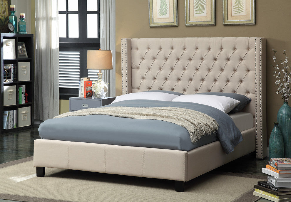 Ashton Linen Bed, Beige, Twin
