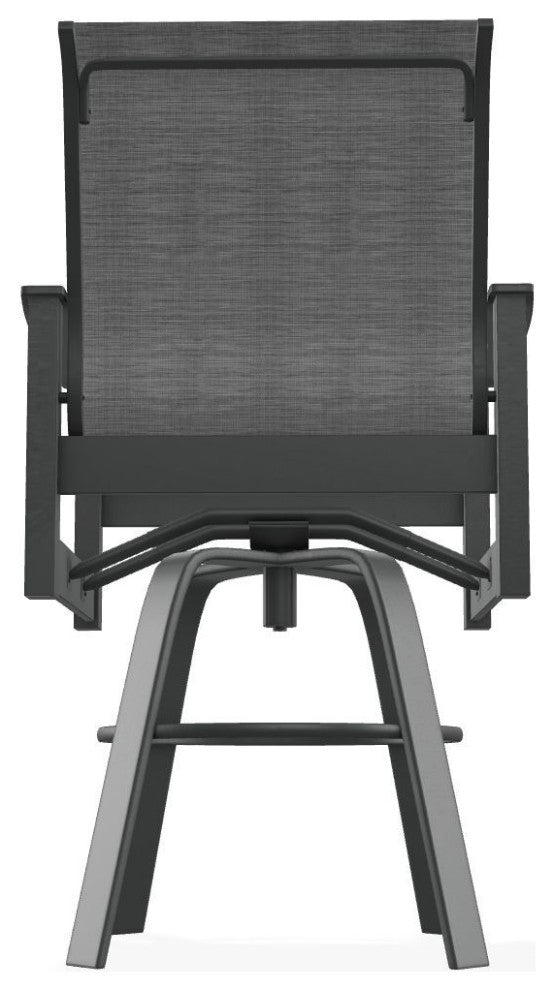 Leeward Sling Bar Height Outdoor Swivel Armchair, Collect Charcoal/Graphite
