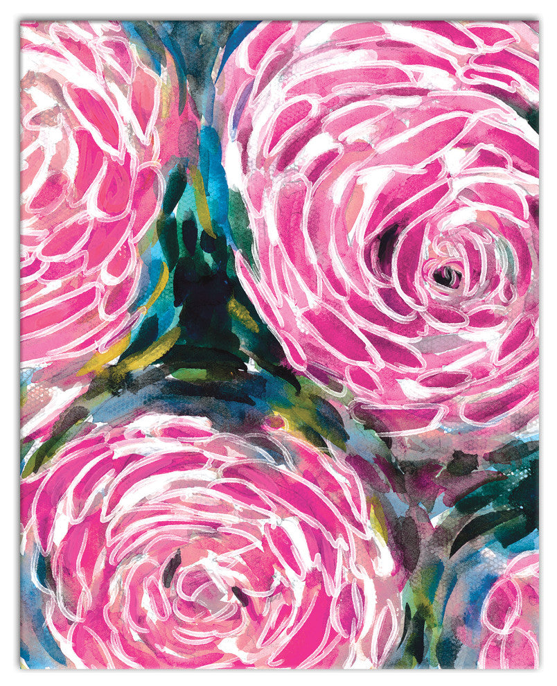 Painterly Pink Flowers 16x20 Canvas Wall Art