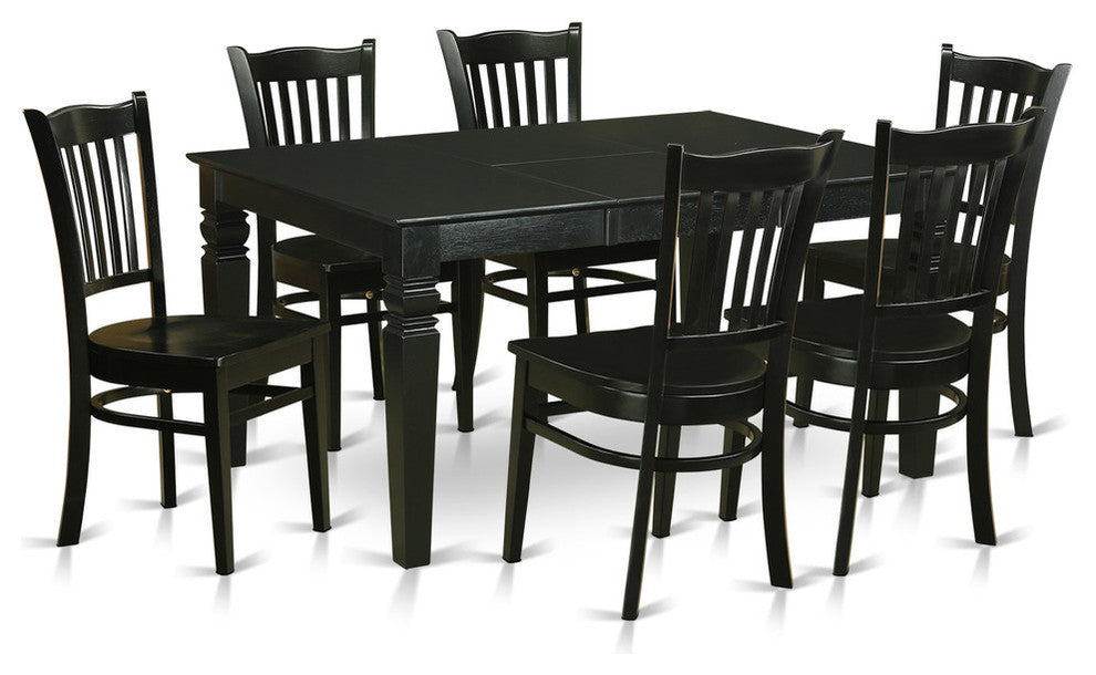 Wegr7-Black-W Dining Room Sets For 6 -Dining Table and 6 Dinette Chairs