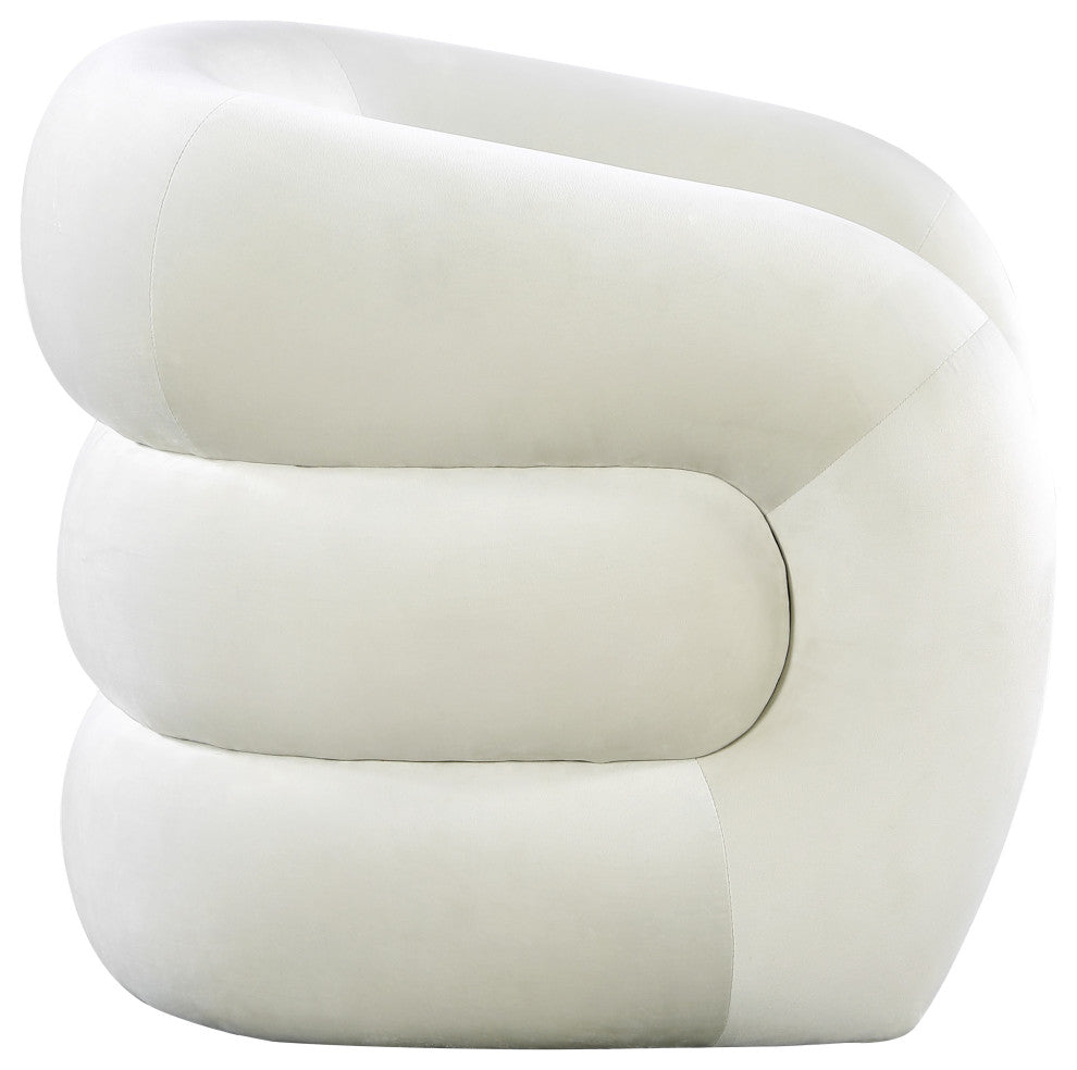 Roxbury Velvet Upholstered Accent Chair, Cream