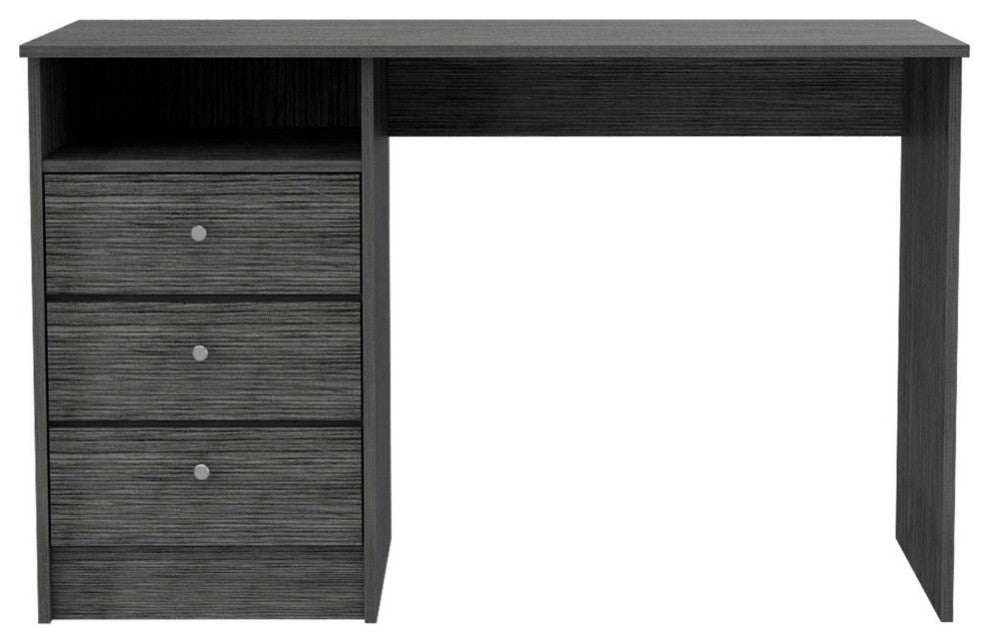 Naples 30-inch Tall Computer Desk with 3 Drawers, Smoky Oak