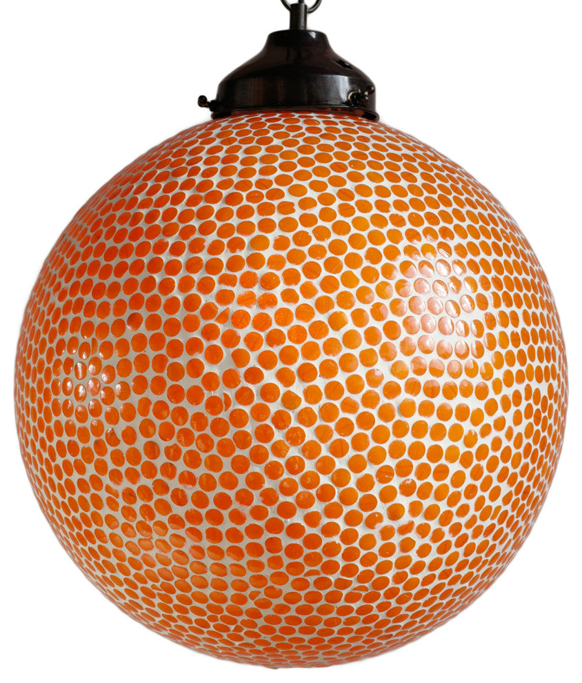 Orange Mosaic Globe Lantern, Large