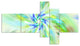 Dance of Bright Spiral Green Flower, Floral Canvas Art Print, 60"x32", 5 panels