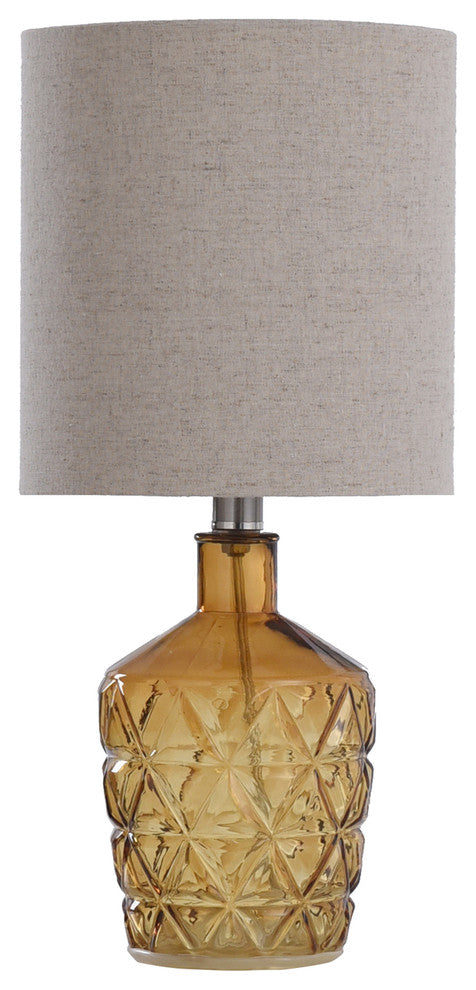 Textured Glass Accent Lamp With an Open Bottom Design, Sunset Amber
