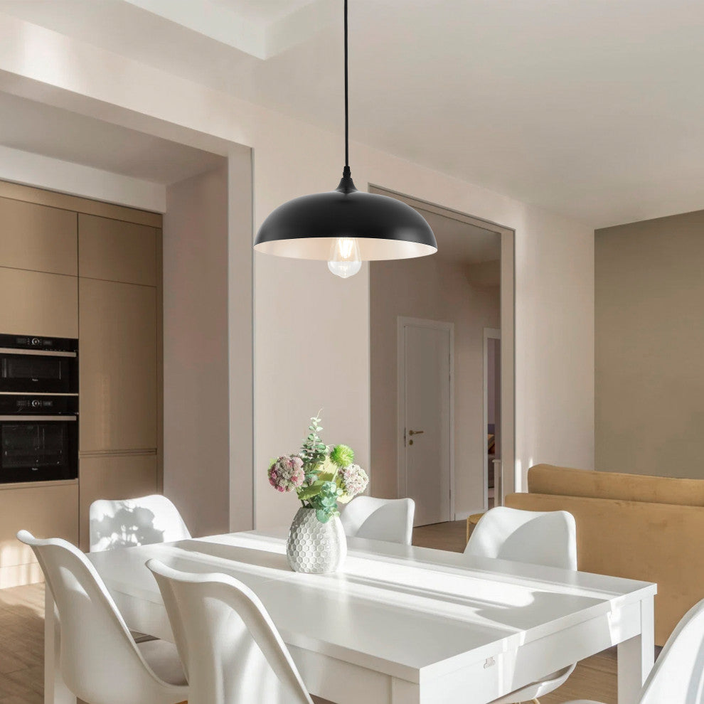 Modern 1-Light Hanging Lamp Fixture With Metal Shade