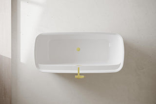 Charolette 67" Soaking Bathtub, Glossy White With Brushed Gold Trim