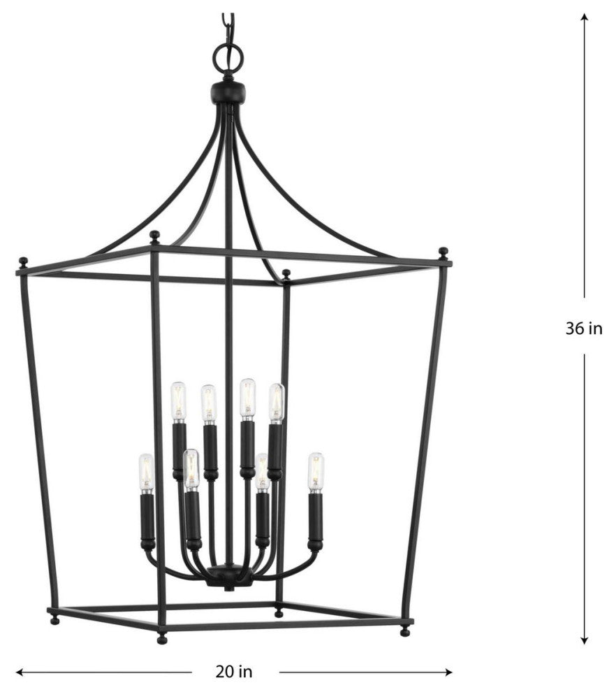 Parkhurst Collection 8-Light Matte Black Chandelier Foyer Pendant Light