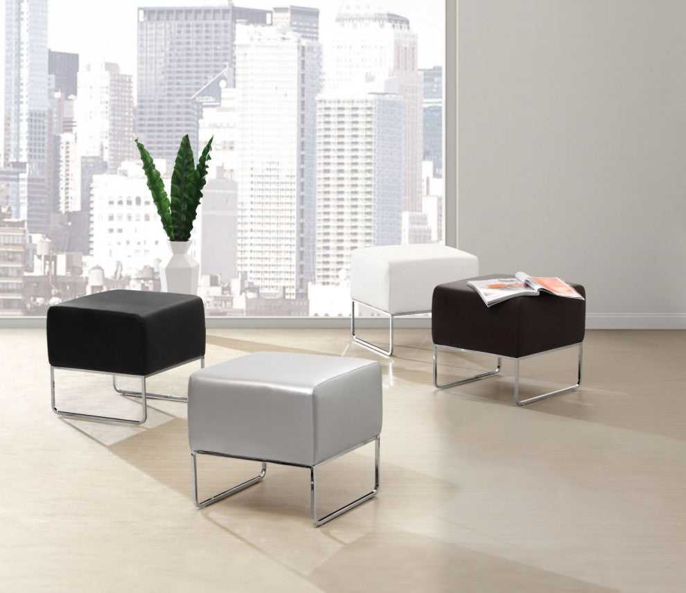 Ottoman Accent Chair, Fabric, Wood, Black, Chrome, Lounge Lobby Hospitality