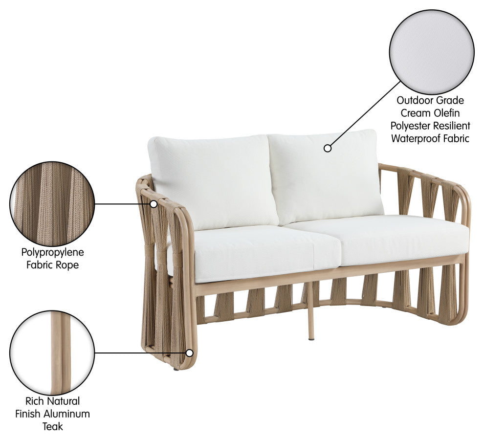 San Pietro Upholstered Patio Loveseat, Cream
