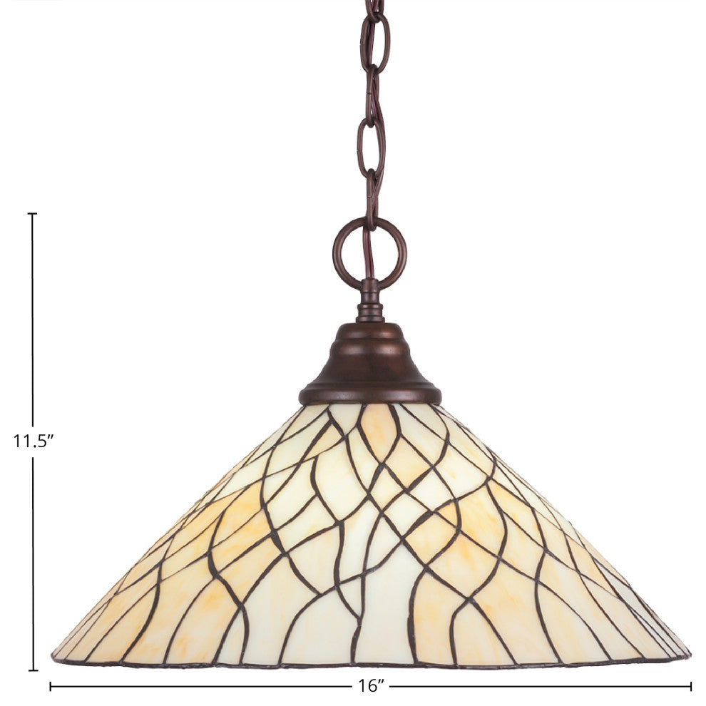 1-Light Chain Hung Pendant, Bronze/Sandhill Art