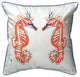 Betsy Drake Coral Sea Horses Large Indoor/Outdoor Pillow 18x18